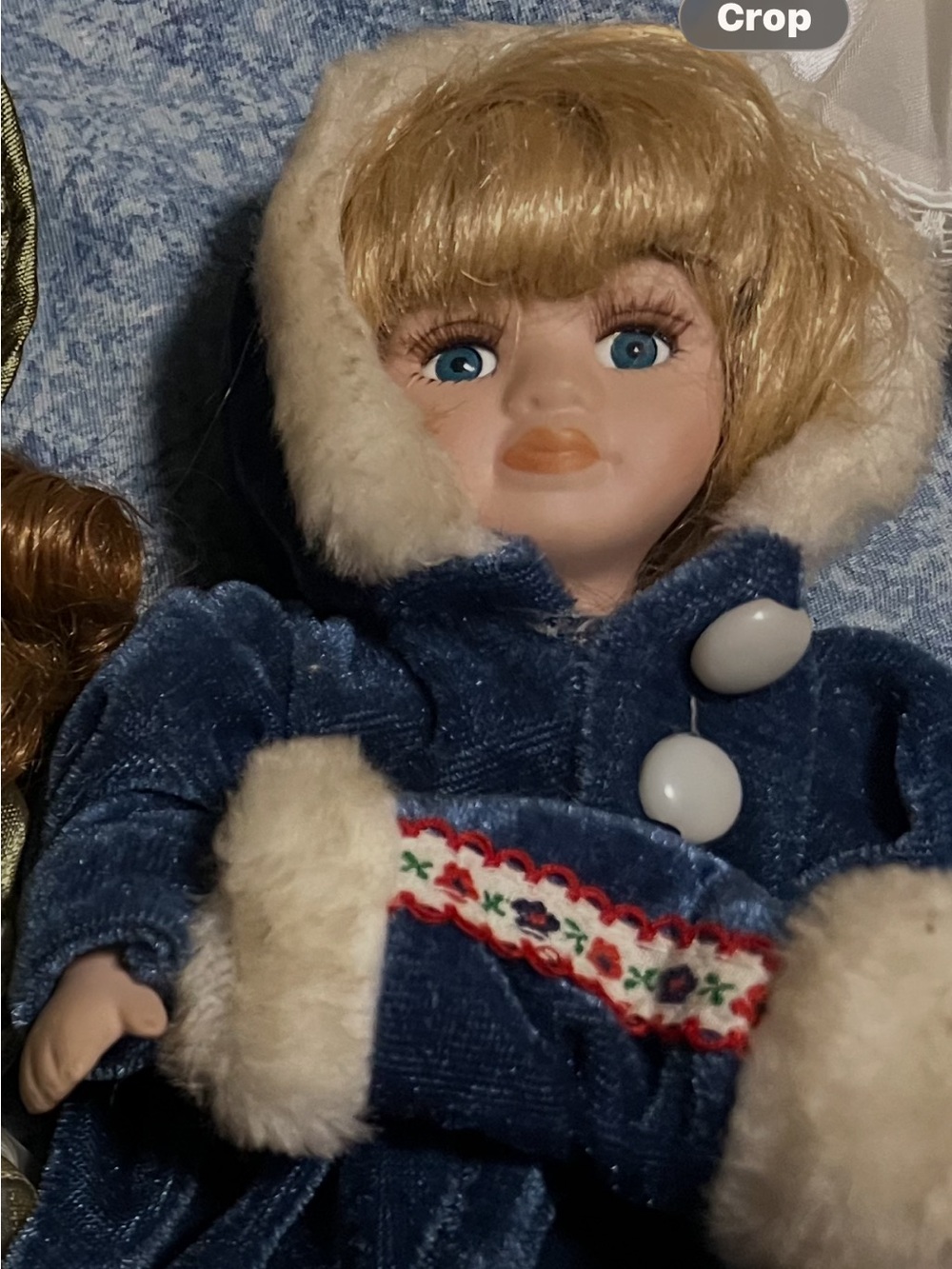 Classic Blue Velvet Doll Outfit with Fur Trim - Kids Toys
